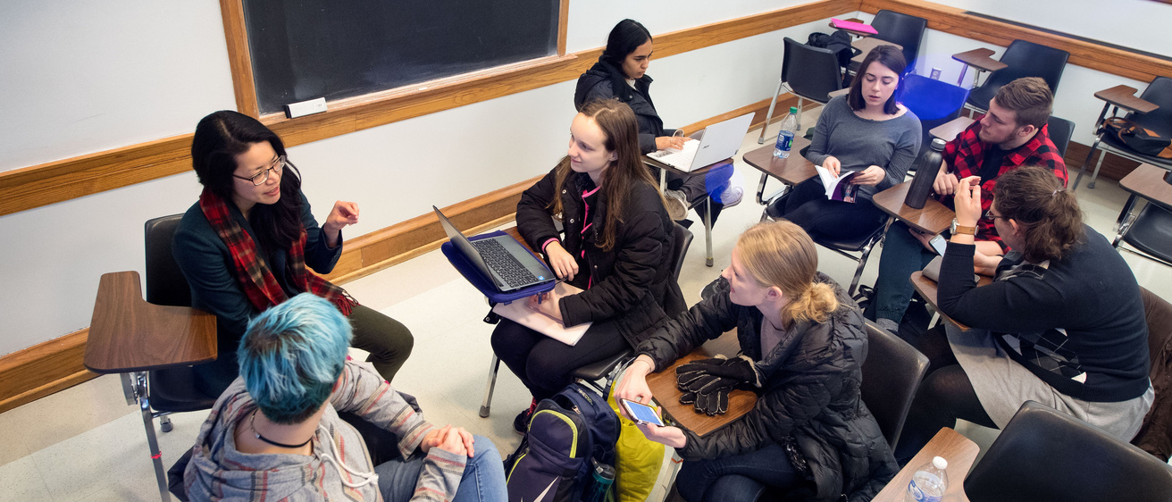 students conversing in class