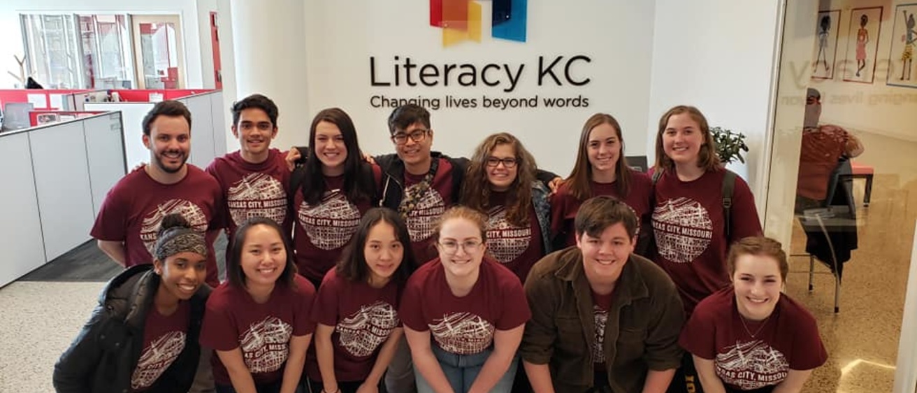 group of student volunteers at Literacy KC